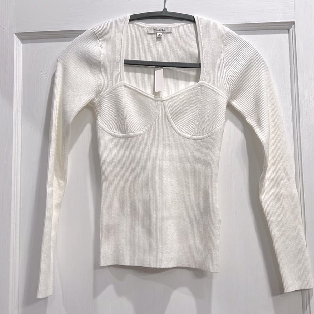 Madewell NWT long sleeve ribbed top, S